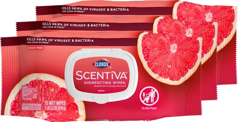 Clorox™ Clean Scentiva™ Disinfecting Wipes₁-Flex Pack | Grapefruit & Orange Blossom - Image 10