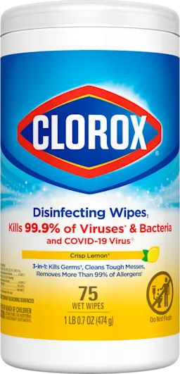 canister of Clorox Disinfecting Wipes Fresh Lemon scent