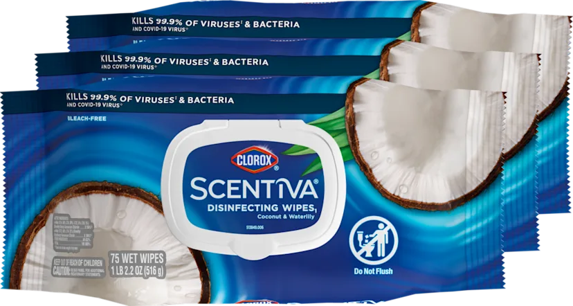 Clorox™ Clean Scentiva™ Disinfecting Wipes₁-Flex Pack | Grapefruit & Orange Blossom